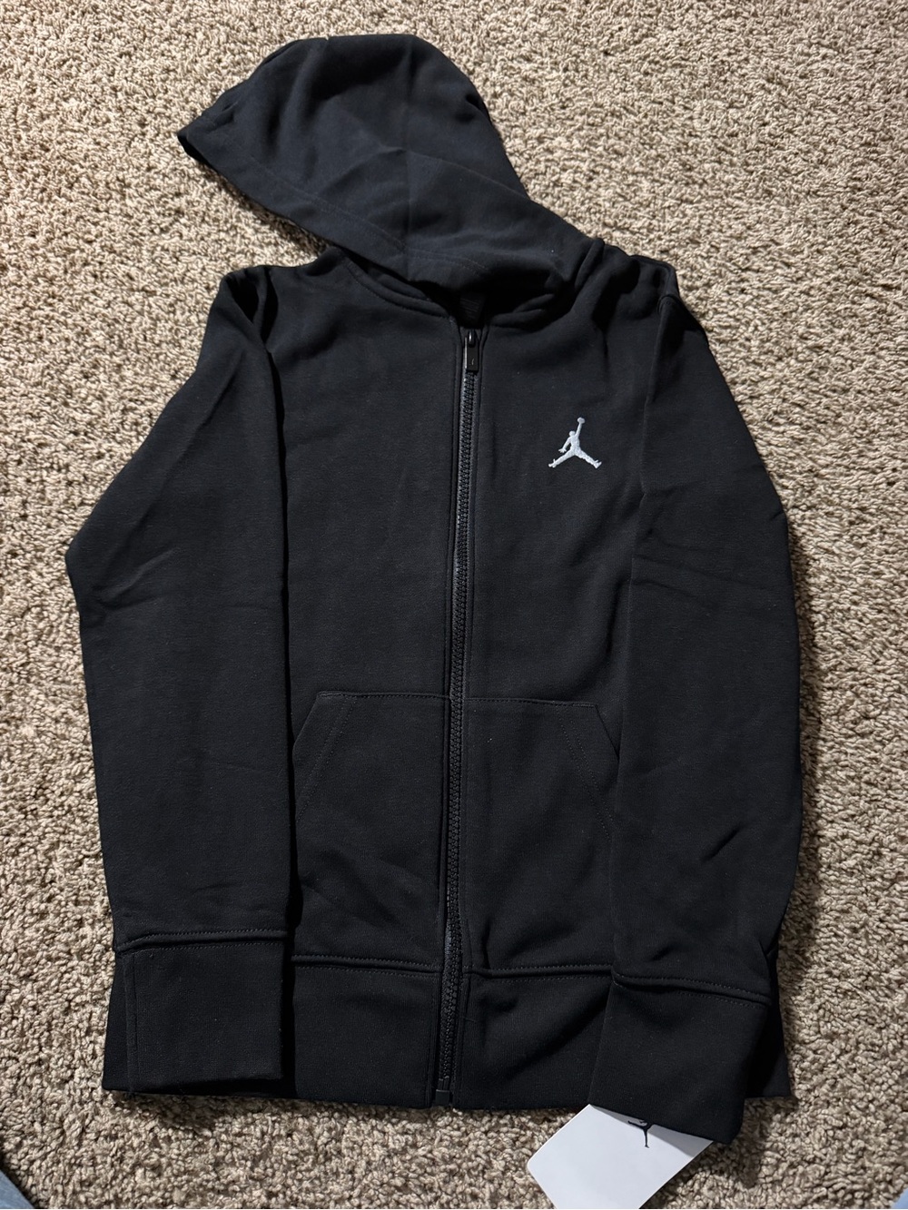Jordan Kids' Black Full-Zip Hoodie with White Jumpman
